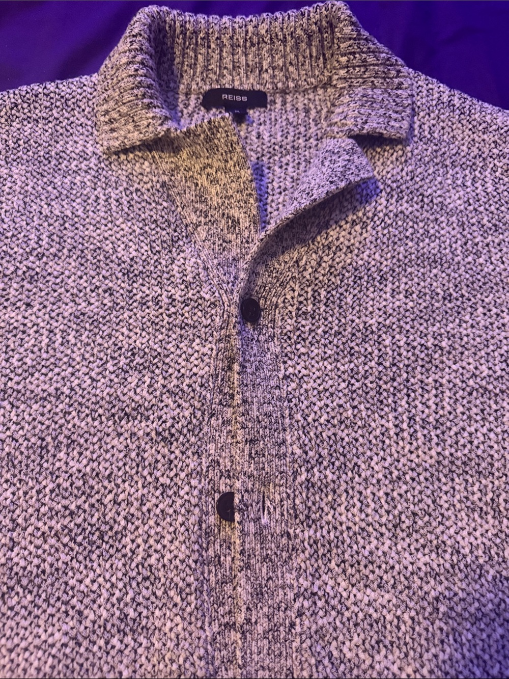 Reiss Men’s Gray Marled Button-Front Cardigan